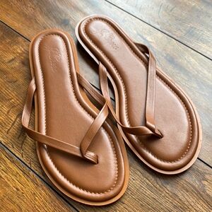 J.crew Brown Leather Flip Flops